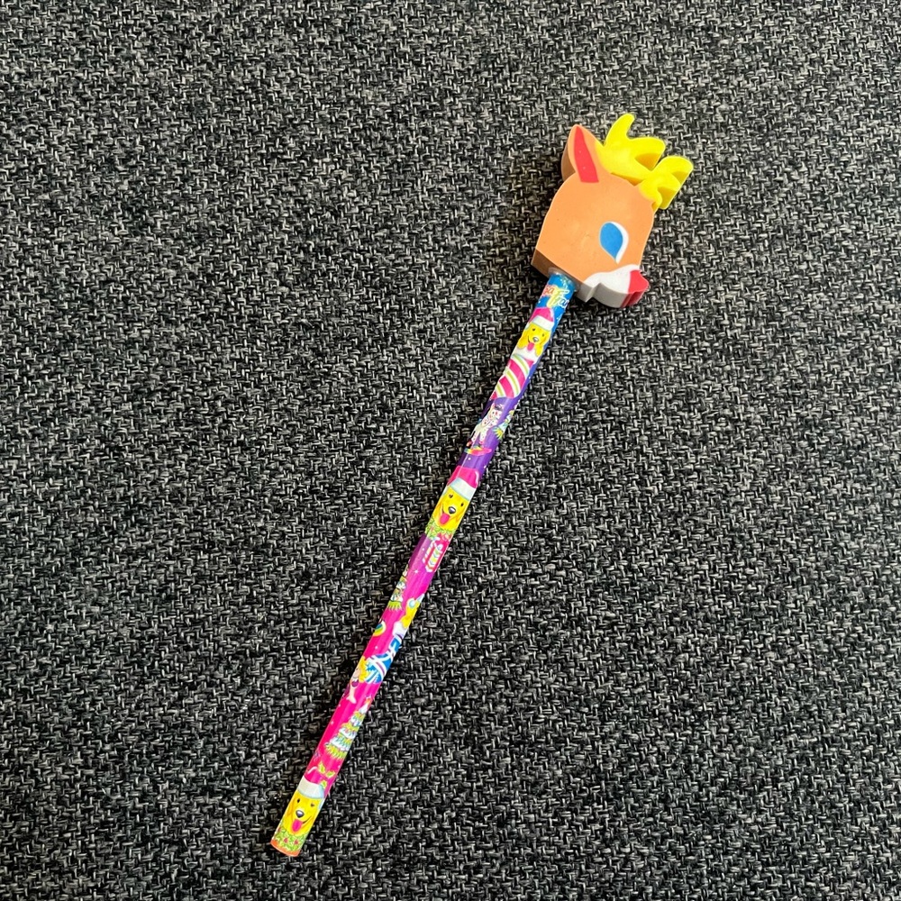 •90s Lisa Frank Puppies & Reindeer Eraser Topper NOS•